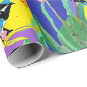 Blue Wren Tulips Art Blume Watercolor Wrapping Geschenkpapier (Rolleneckpunkt)