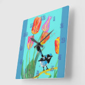 Blue Wren Watercolor Bird Kinderspielraum Uhr (Winkel)