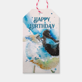 Blue Wren Watercolor Happy Birthday Wrens Aqua Geschenkanhänger