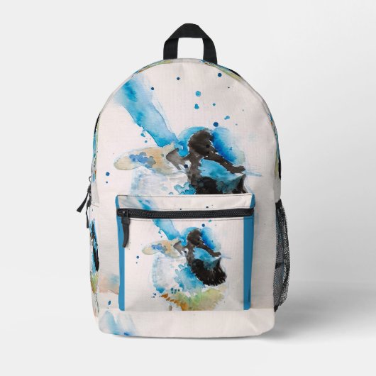 Blue Wren Watercolor Painting Australian Birds Bedruckter Rucksack (Vorderseite)