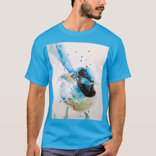Blue Wren Watercolor Painting Australian Birds T-Shirt (Vorderseite)