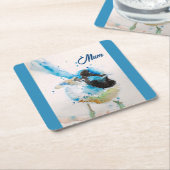 Blue Wren Wrens Watercolor Baby Blue Australian Rechteckiger Pappuntersetzer (angewinkelt)