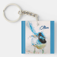 Blue Wren Wrens Watercolor Baby Blue Australian
