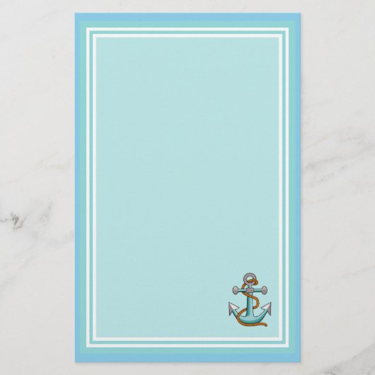 Blue Writer Paper with Anchor Briefpapier (Vorderseite)
