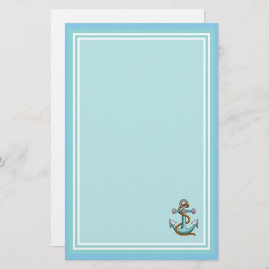 Blue Writer Paper with Anchor Briefpapier (Vorne/Hinten)