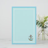 Blue Writer Paper with Anchor Briefpapier (Stehend Vorderseite)