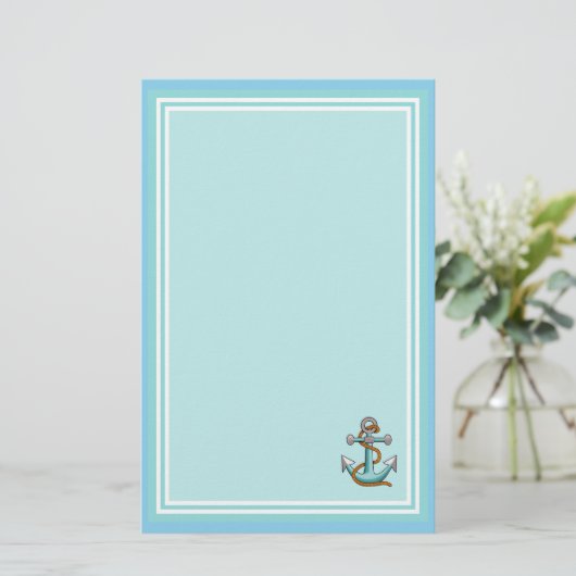 Blue Writer Paper with Anchor Briefpapier (Stehend Vorderseite)