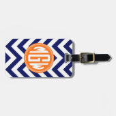 Blue Wt LG Zickzack Orange Circle Monogram DIY BG Gepäckanhänger (Vorderseite horizontal)