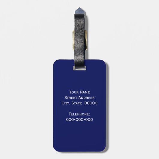 Blue Wt LG Zickzack Orange Circle Monogram DIY BG Gepäckanhänger (Rückseite vertikal)