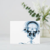 Blue X-Ray Vision Music Skeleton Skull Postkarte (Stehend Vorderseite)