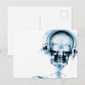 Blue X-Ray Vision Music Skeleton Skull Postkarte (Vorne/Hinten)