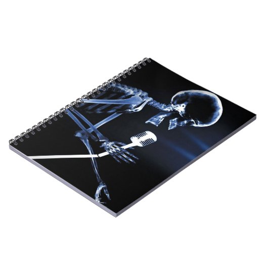 Blue X-Ray Vision Skeleton Singen auf Mic Notizblock (Linke Seite)