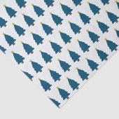 Blue Xmas Tree and Golden Stars Patterned Seidenpapier (Detail)