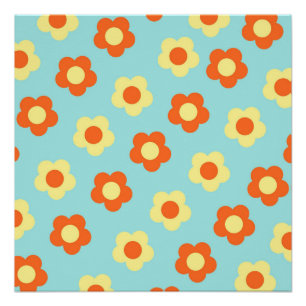 Blue Y2K Bold Wildblume Vibranning Spring Art Poster