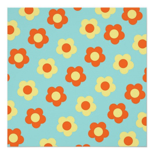 Blue Y2K Bold Wildblume Vibranning Spring Art Poster (Vorderseite)