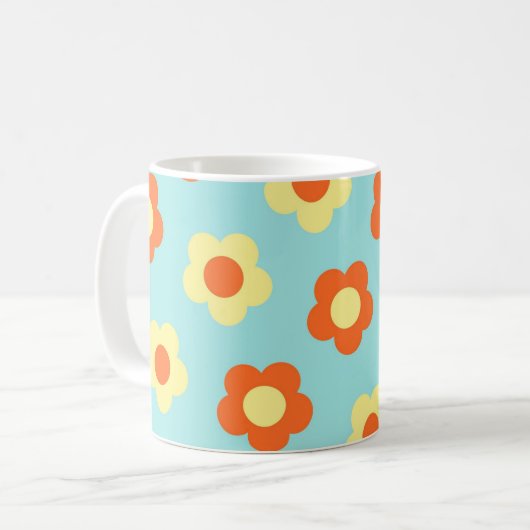 Blue Y2K Wildblume Bold Retro Spring Kitchen Kaffeetasse (Vorderseite Links)