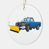 Blue Y Pick Up Snow Plough Cartoon Keramikornament (Links)