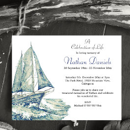 Blue Yacht Celebration of Life Card Einladung