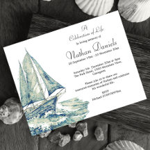 Blue Yacht Celebration of Life Card