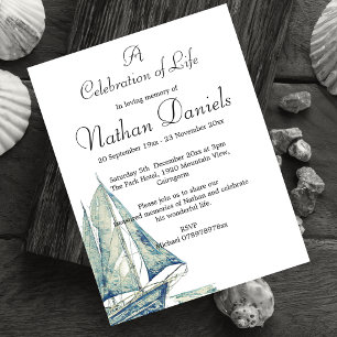 Blue Yacht Celebration of Life Card Einladung