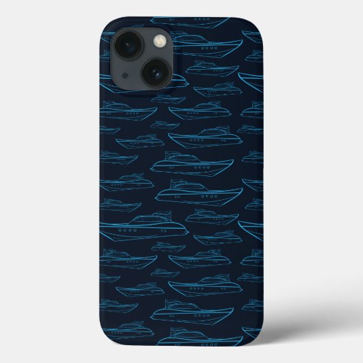 Blue Yacht Pattern Case-Mate iPhone Hülle (Rückseite)