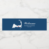 Blue Yarmouth Cape Cod Map / Red heart Wedding Wasserflaschenetikett (Einzelnes Label)
