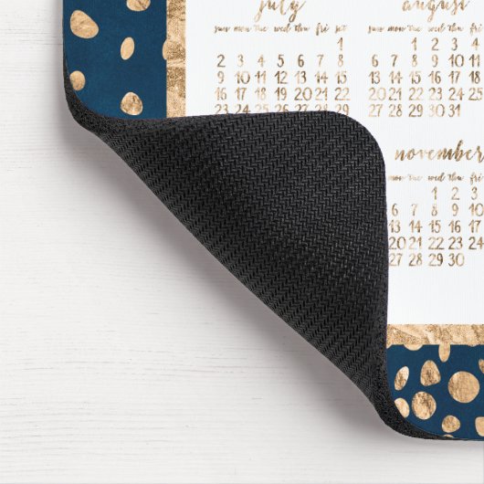 Blue Yearly 2017 Calendar Mouse Pads Gold Confetti Mousepad (Ecke)