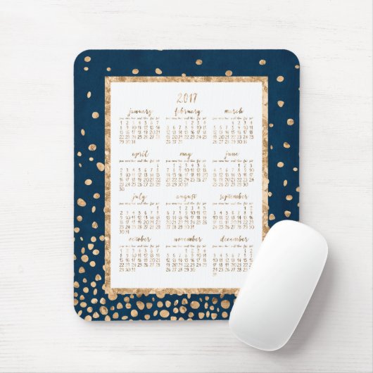 Blue Yearly 2017 Calendar Mouse Pads Gold Confetti Mousepad (Mit Mouse)