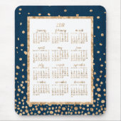 Blue Yearly 2017 Calendar Mouse Pads Gold Confetti Mousepad (Vorne)
