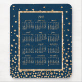 Blue Yearly Calendar 2017 Mouse Pads Gold Confetti Mousepad (Vorne)