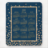 Blue Yearly Calendar 2019 Mouse Pads Gold Confetti Mousepad (Vorne)