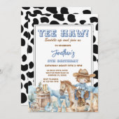 Blue Yee haw! Western Cowboy 5th Rodeo Birthday Einladung (Vorne/Hinten)