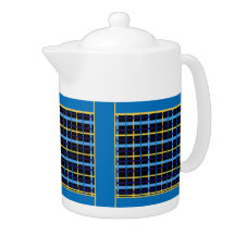 Blue Yeller Kariert Florah Teapot