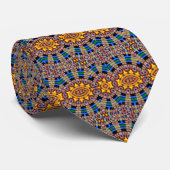 Blue & Yellow Abstrakt Neck Tie Krawatte (Gerollt)