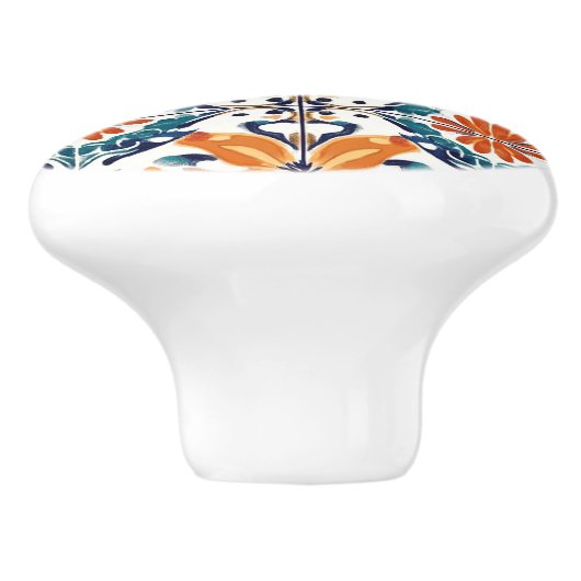 Blue Yellow and Orange Pattern  Keramikknauf (Seitenansicht)