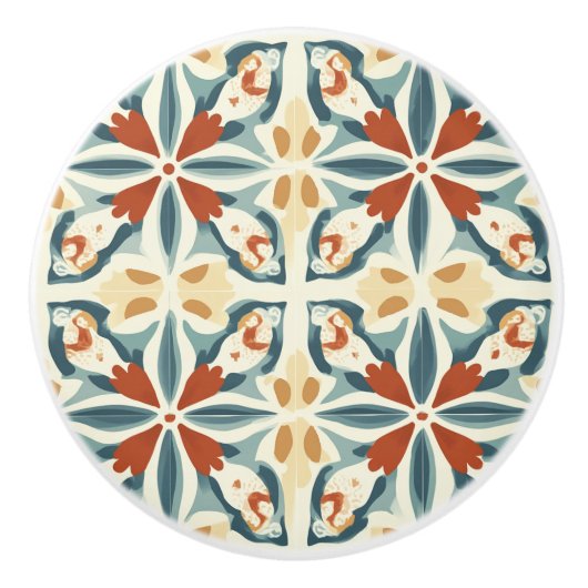 Blue Yellow and Rust Pattern  Keramikknauf (Vorderseite)