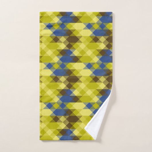 Blue Yellow and tan geometric Badhandtuch Set (Handtuch)