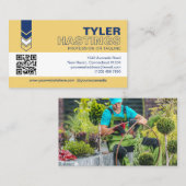 Blue Yellow Arrows QR Code Photo Template Visitenkarte (Vorne/Hinten)