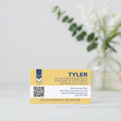 Blue Yellow Arrows QR Code Photo Template Visitenkarte (Stehend Vorderseite)