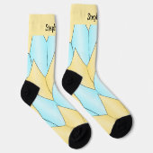 Blue Yellow Art Deco Design Socken (Rechts)