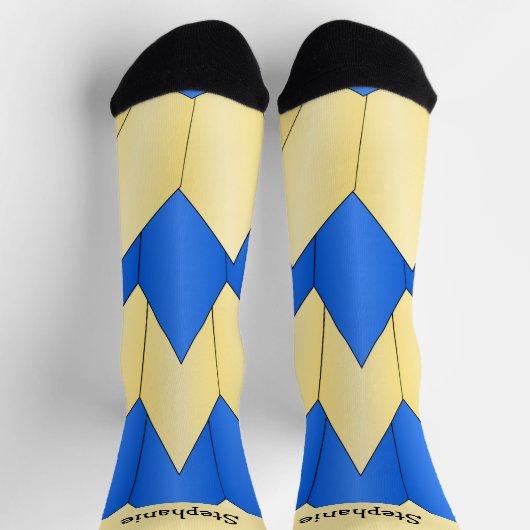 Blue Yellow Art Deco Design Socks Socken (Oben)