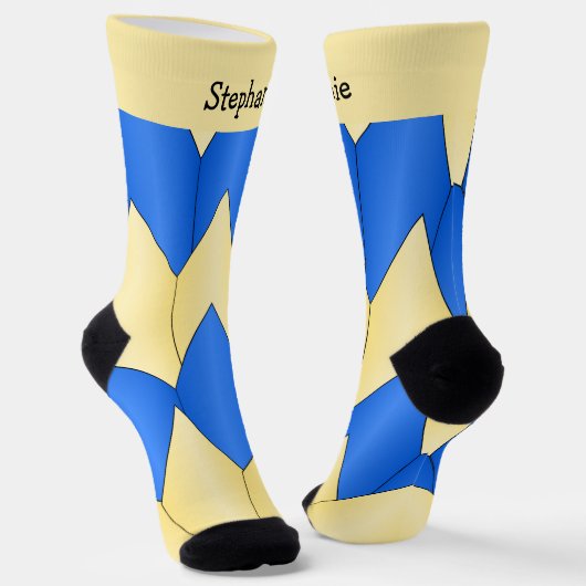 Blue Yellow Art Deco Design Socks Socken (Gewinkelt)