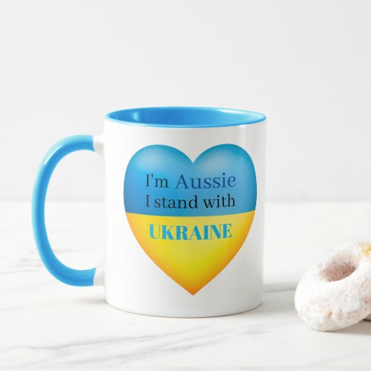 Blue Yellow Australian I Stand with Ukraine Tasse (Mit Donut)