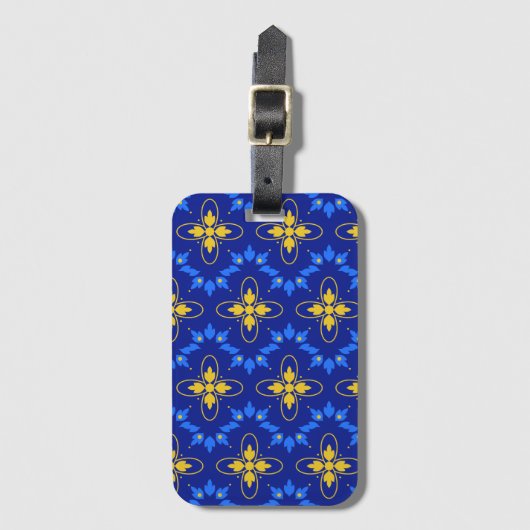 Blue & Yellow Azulejo Gepäckanhänger (Vorderseite Vertikal)