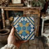 Blue Yellow Azulejo Mediterranes Floral Zuhause De Fliese