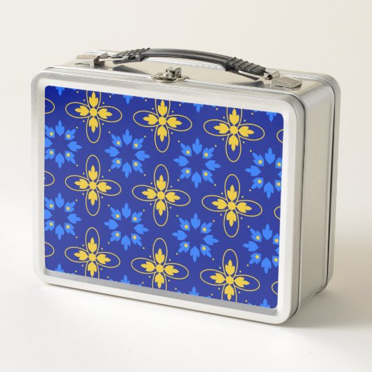 Blue & Yellow Azulejo Metall Brotdose (Vorderseite)