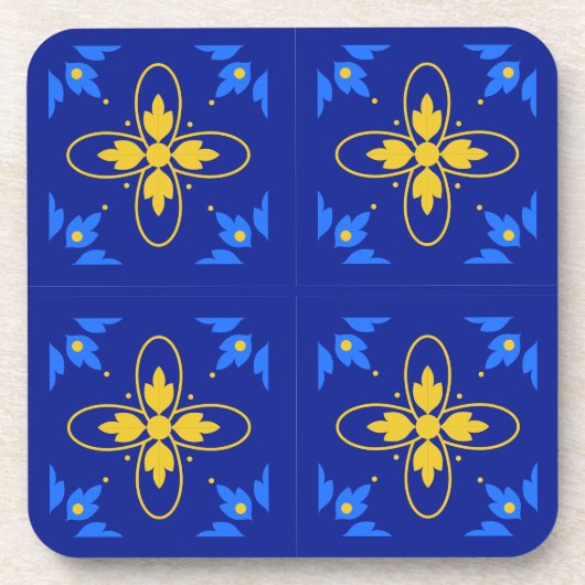 Blue & Yellow Azulejo (Mini) Cork Untersetzer (Vorderseite)