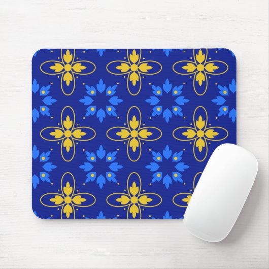 Blue & Yellow Azulejo Mousepad (Mit Mouse)
