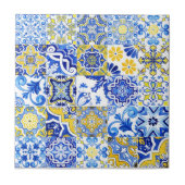 Blue & Yellow Azulejo Portugiesisch Majolica Mosai Fliese (Vorderseite)