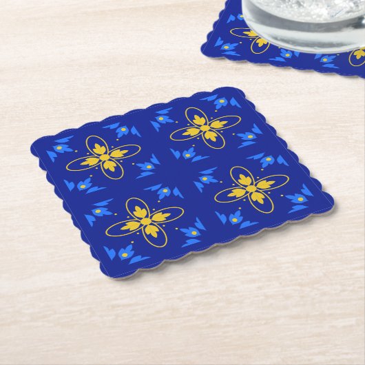Blue & Yellow Azulejo Untersetzer (angewinkelt)